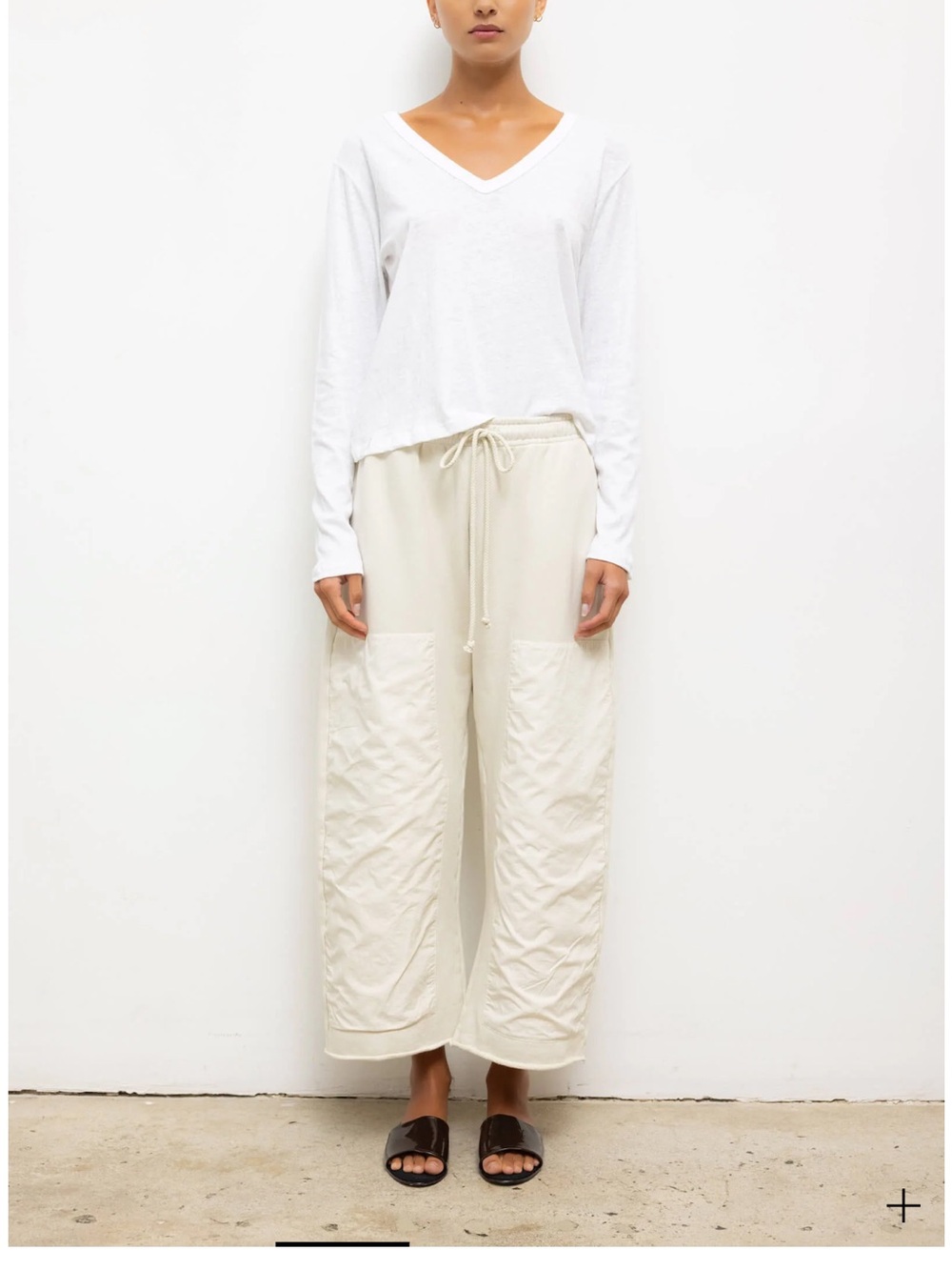 NWT Leset Laura V Neck Long Sleeve white size small